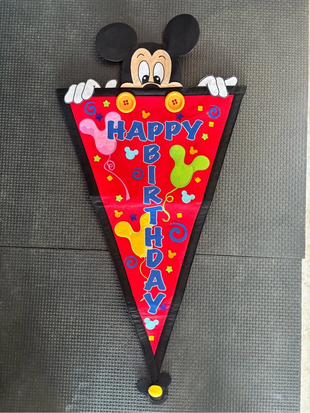 Disney Mickey Mouse Red Happy Birthday Pennant Banner with Multicolor Accents